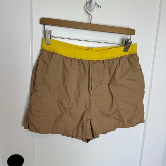 Anthropologie Colorblock Boxer Shorts 100% Cotton Tan High Waist Size Small - Picture 3 of 8